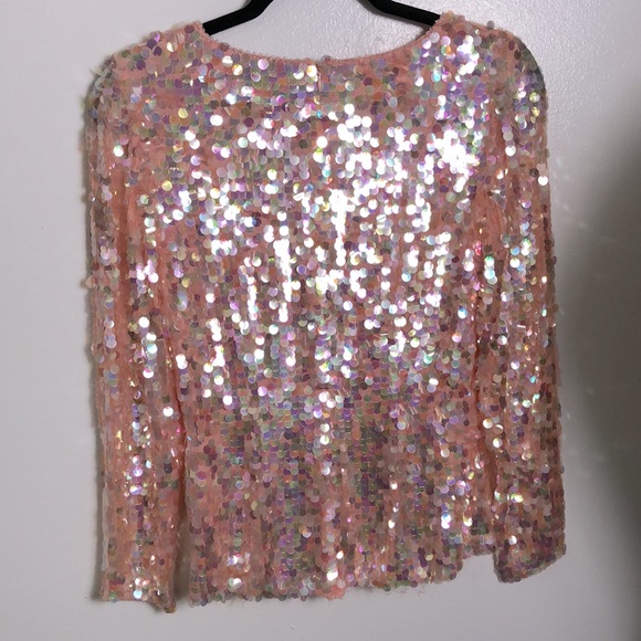 NWT Vintage Sequin Oleg Cassini Pink Silk Jacobsons BlackTie XS Deadstock - Picture 4 of 5